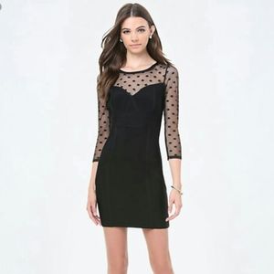 BEBE polka dot Sexy black cocktail dress